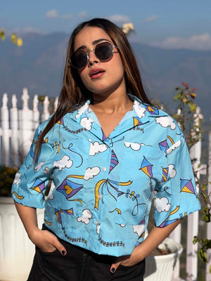 TANDUL Women Skyblue Printed Shirt