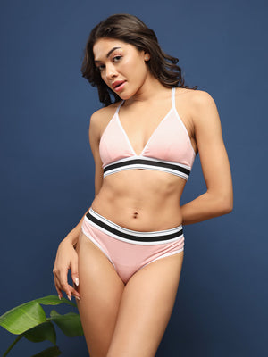 ELTIRE Soft Pink Two Piece Lingerie Set
