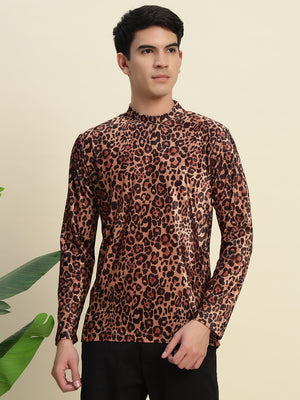 TANDUL Leopard Printed Men's Highneck