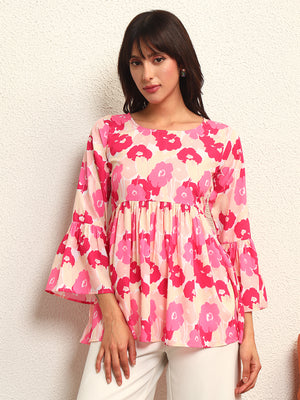 TANDUL Elegent Pink  Floral Top