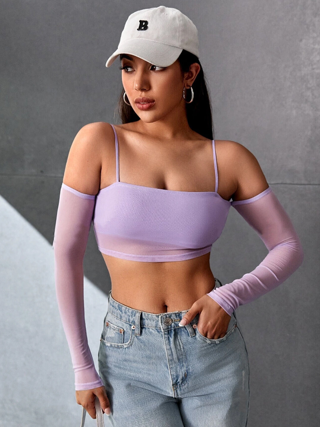 TANDUL  Casual Cold Shoulder Sleeves Solid Women Purple Top