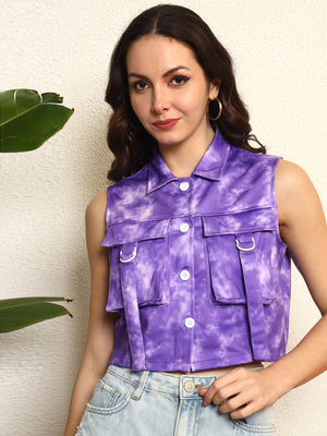 TANDUL Women Purple Tie-dye Winter Jacket