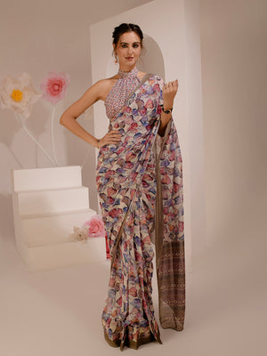 ELTIRE Exquisite Printed Bollywood Style Georgette Sari