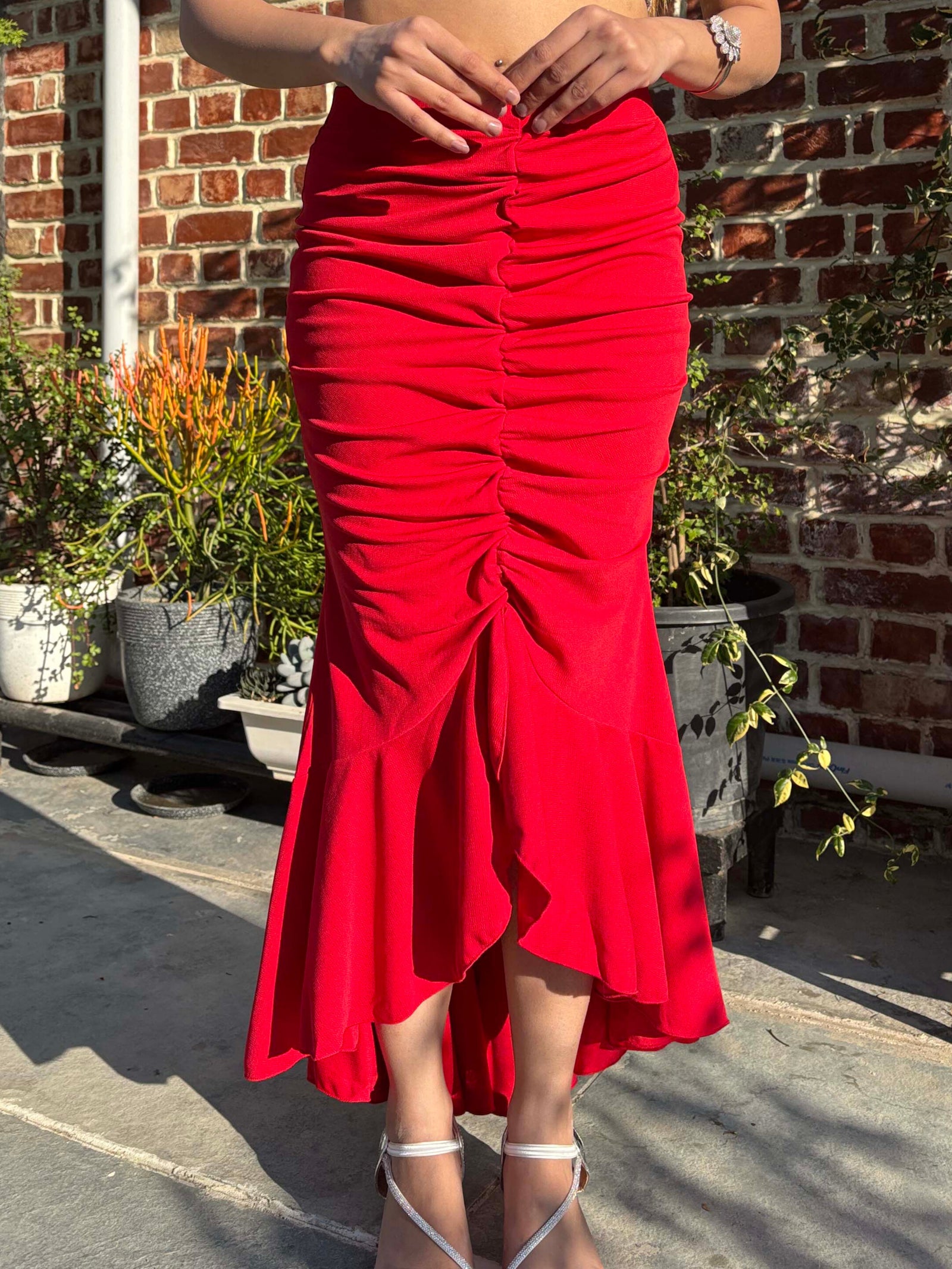TANDUL Women Stunning Red Skirt