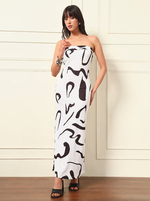 TANDUL Women White and Black Printed Dress