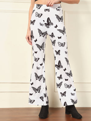 TANDUL Women White Butterfly Printed Trouser