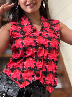 TANDUL Women stunning checked waistcoat
