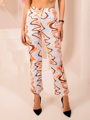 TANDUL  Women Regular Fit Multicolor Lycra Blend Trousers