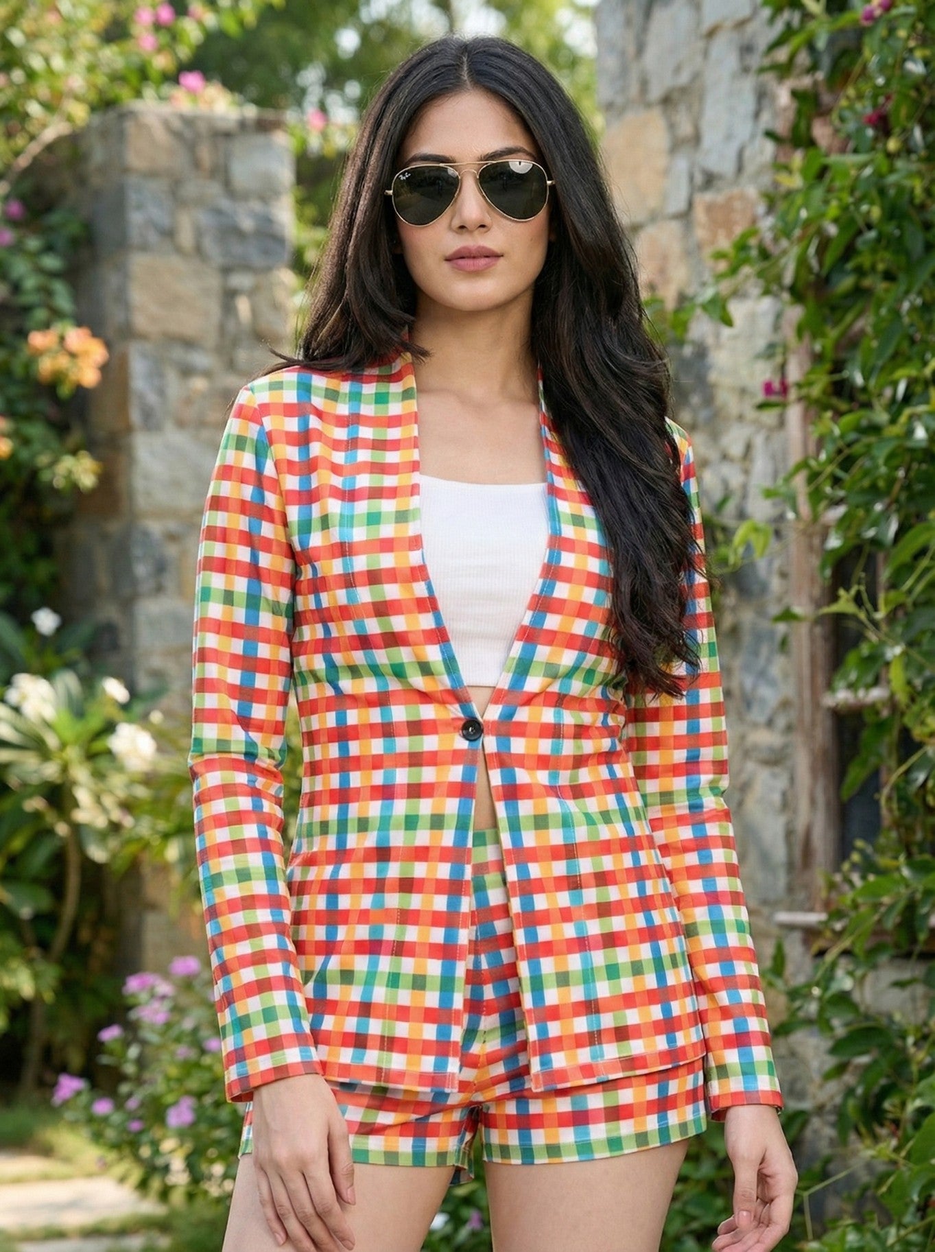TANDUL Vibrant Multicolor Checkered Co-ord Set
