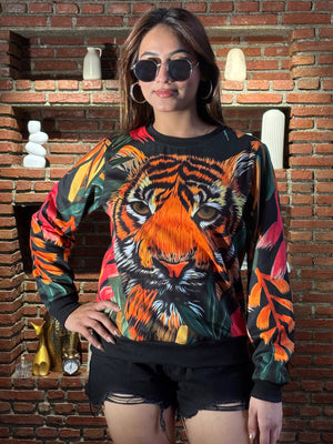 TANDUL Women Vibrant Tiger Sweatshirt