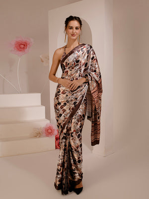 ELTIRE Exquisite Printed Satin Saree