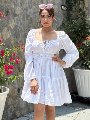 TANDUL Women White  Solid Flared Dress