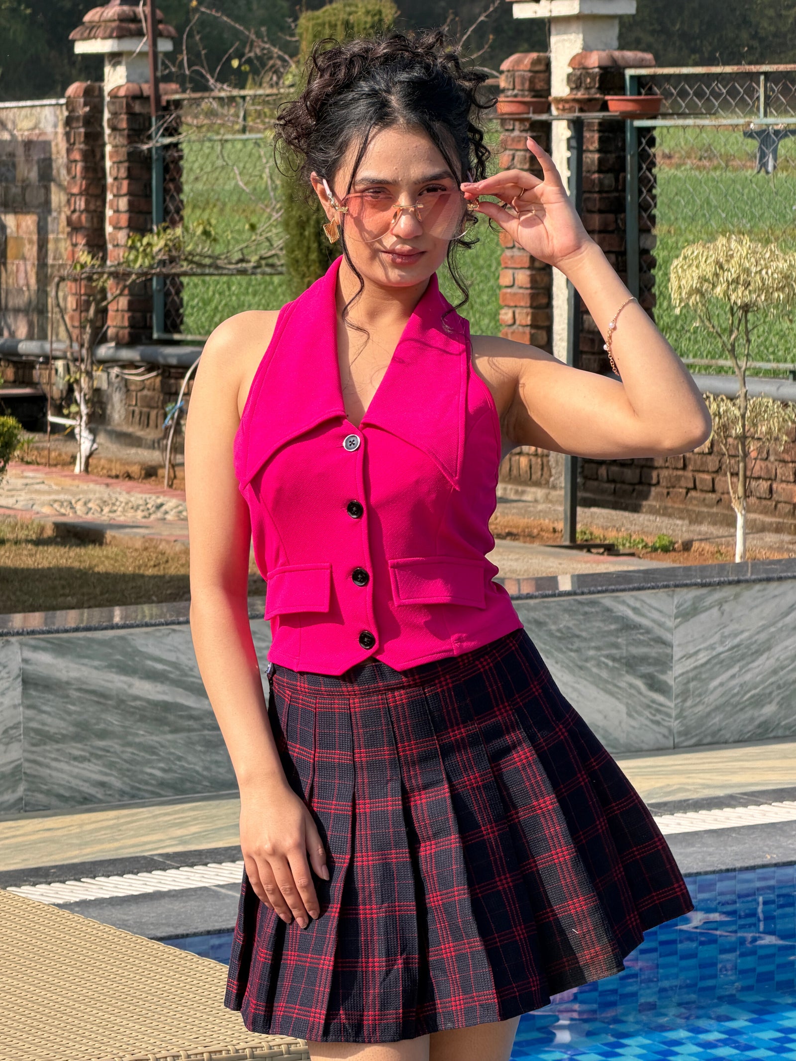 TANDUL Casual Sleeveless Solid Women Pink Top