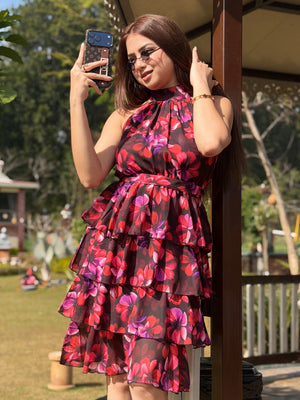 TANDUL Women Stunning Floral Georgette Dress