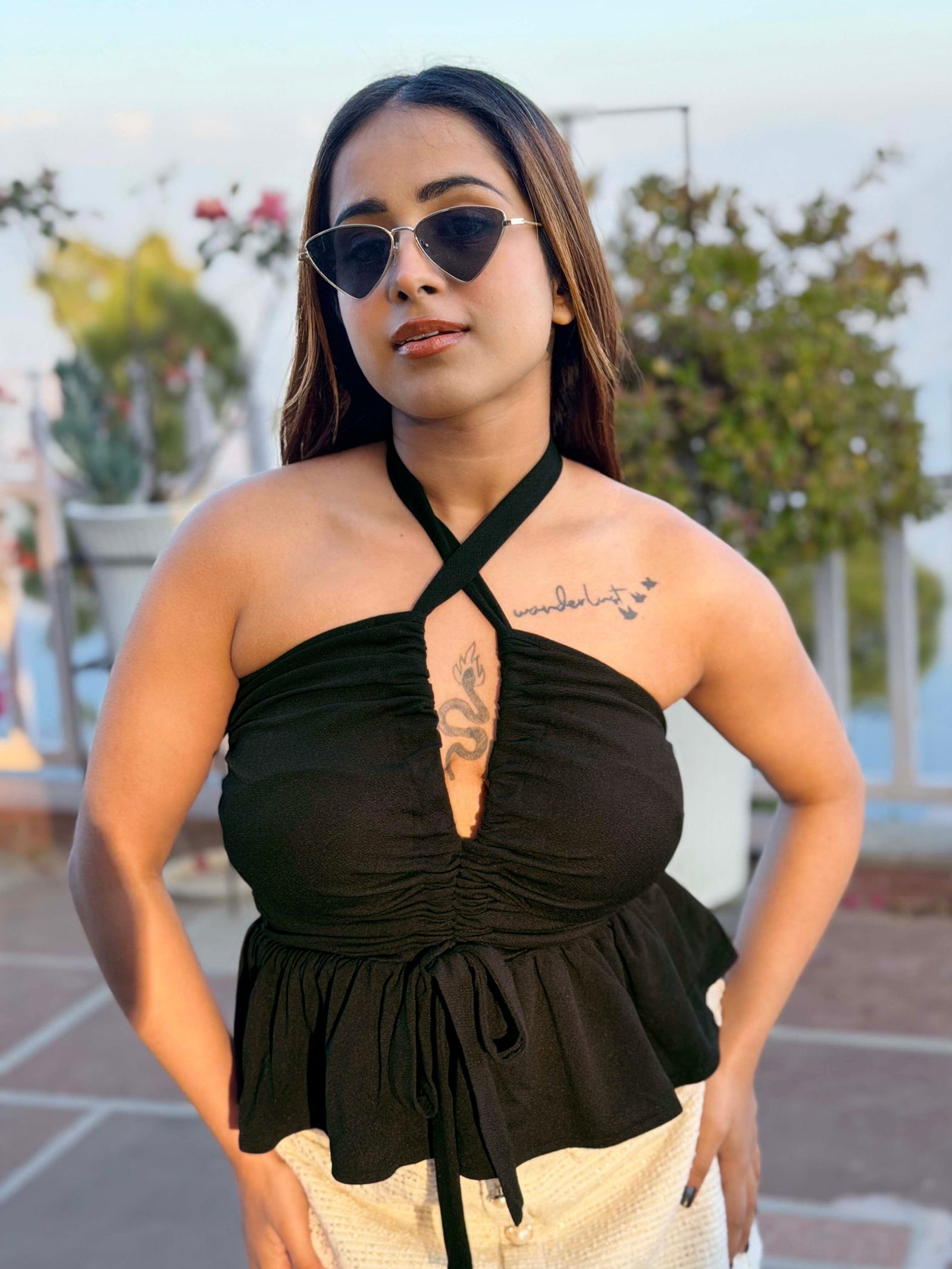 TANDUL Women Sleek Black Crop Top
