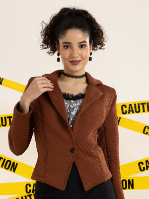 TANDUL Women Elegant Brown Blazer
