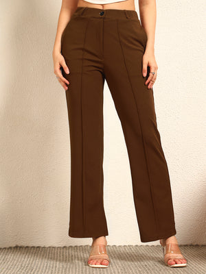 TANDUL Women Solid Brown Trouser