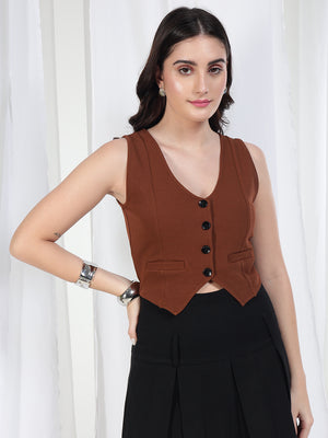TANDUL Solid Women Waistcoat