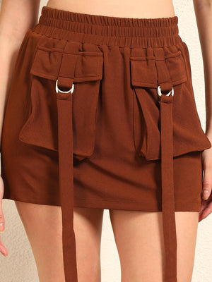 TANDUL Women Chic Brown Skirt