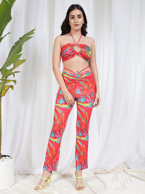 TANDUL Women Red Marbel Printed Co-ord Set