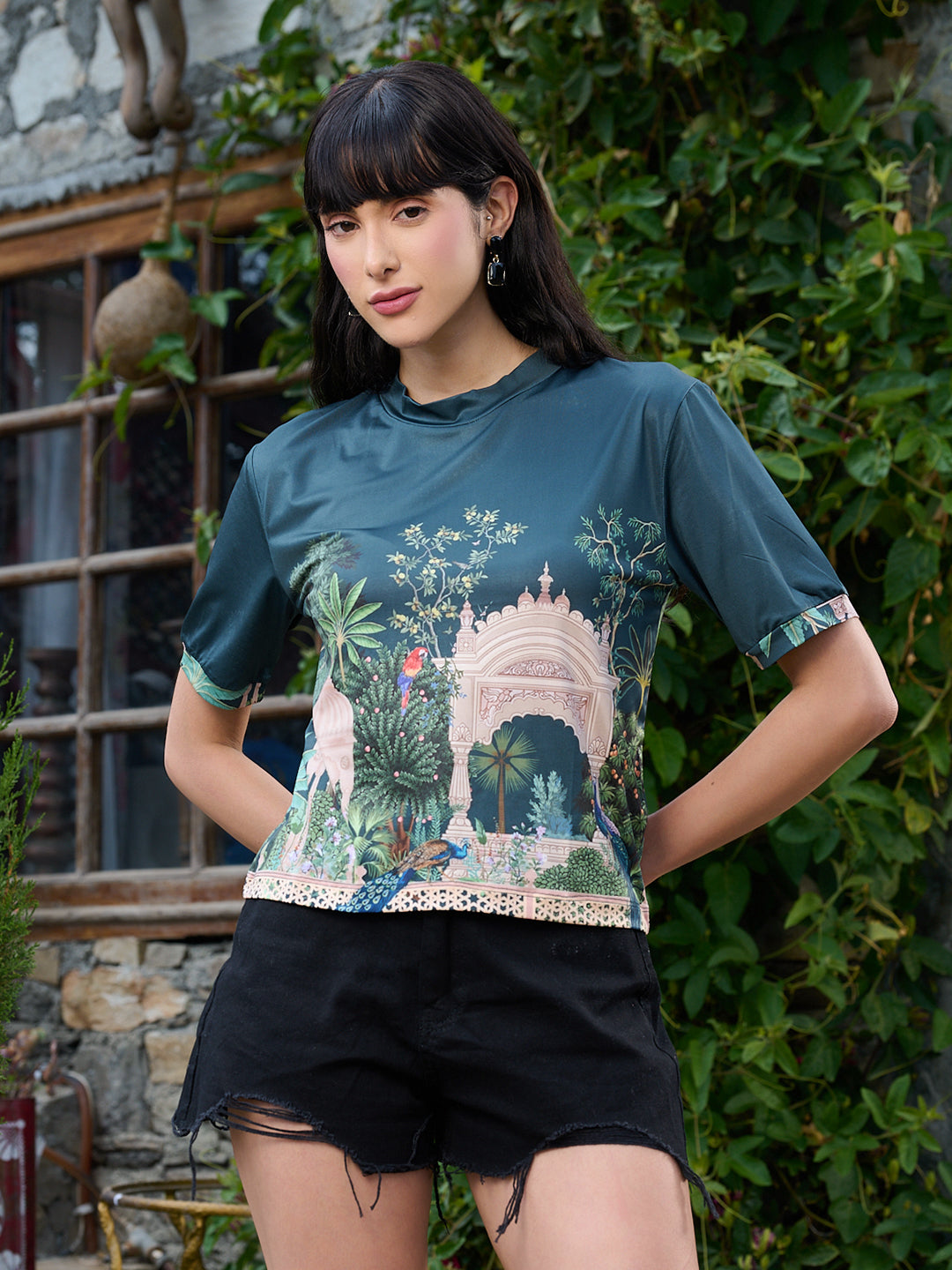 TANDUL Green Printed Women T-shirt