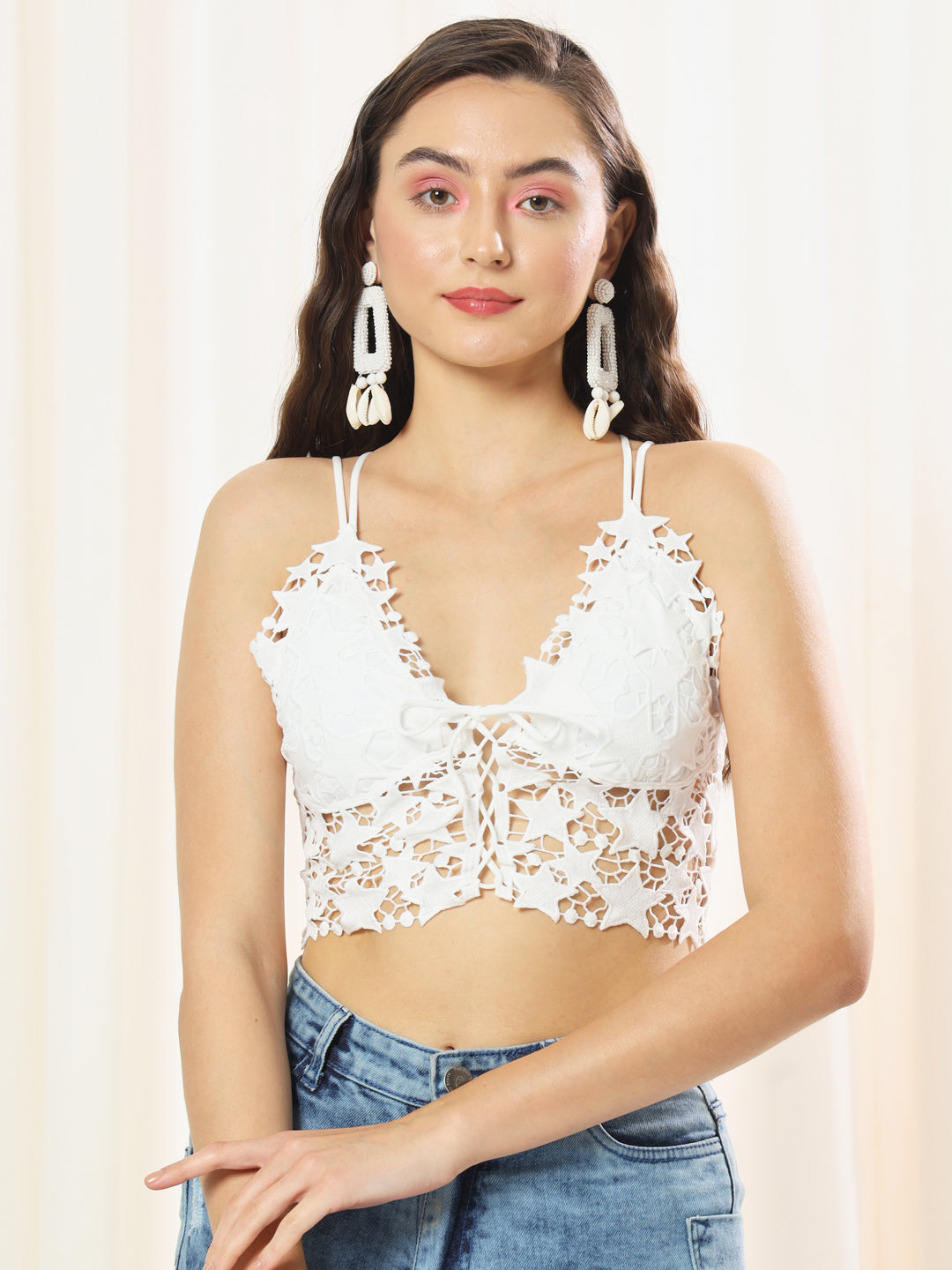 TANDUL  Casual Sleeveless Solid Women White Top