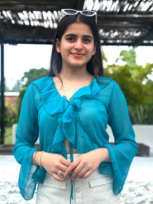 TANDUL Women Skyblue Georgette Top