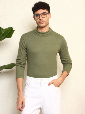 TANDUL Men Solid Turtle Neck Green Sweater