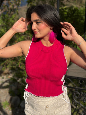 TANDUL Women Chic Pink Knitted Top