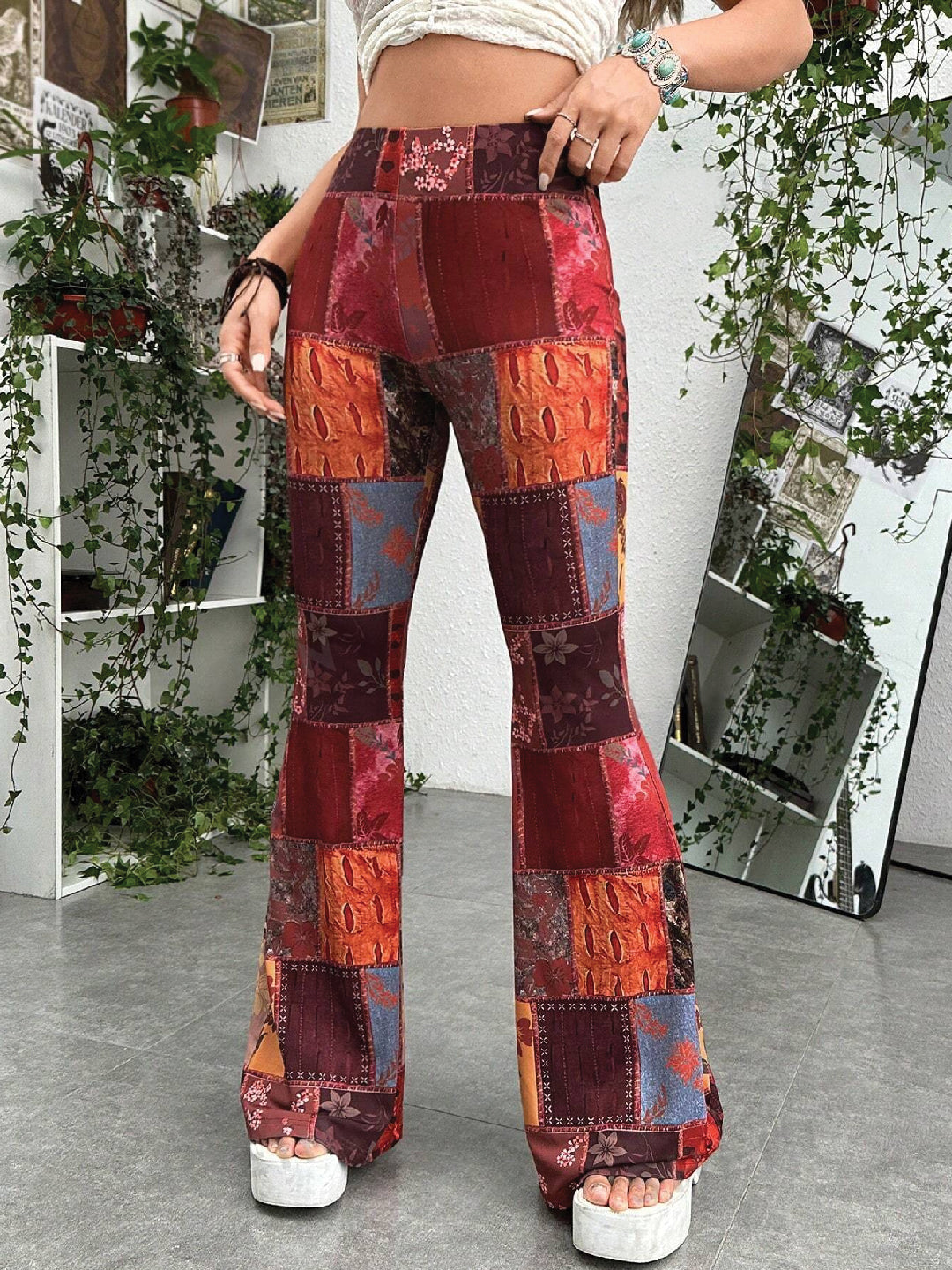 TANDUL  Women Regular Fit Multicolor Lycra Blend Trousers