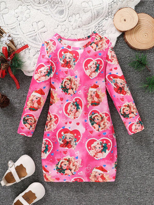 TANDUL Girls Above Knee Casual Dress  (Multicolor, Full Sleeve)