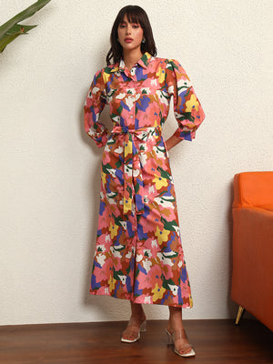 TANDUL Multicolor Floral Printed Long Dress