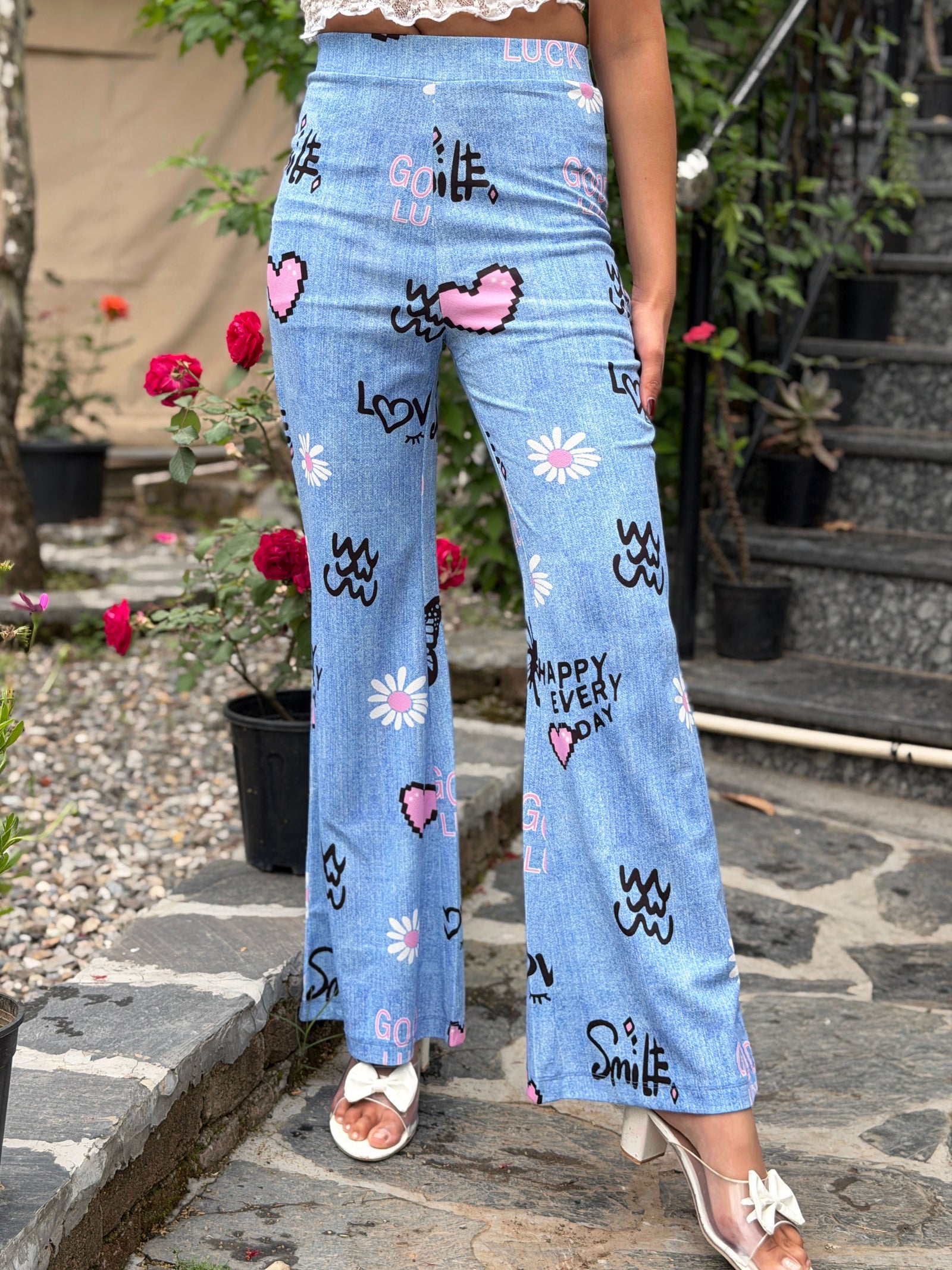TANDUL Flared Fit Women Denim Printed Trousers