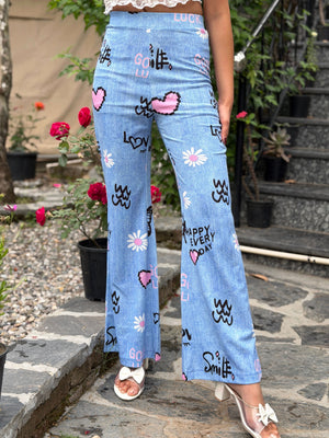 TANDUL Flared Fit Women Denim Printed Trousers
