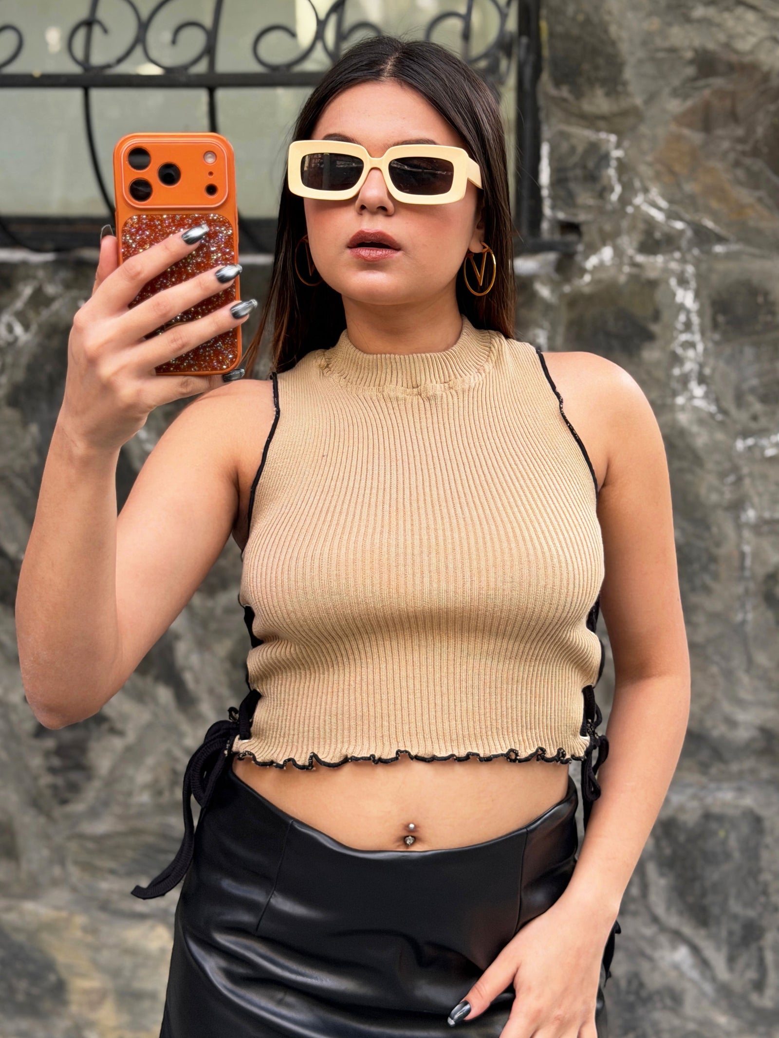 TANDUL Women Chic Beige Knitted Top