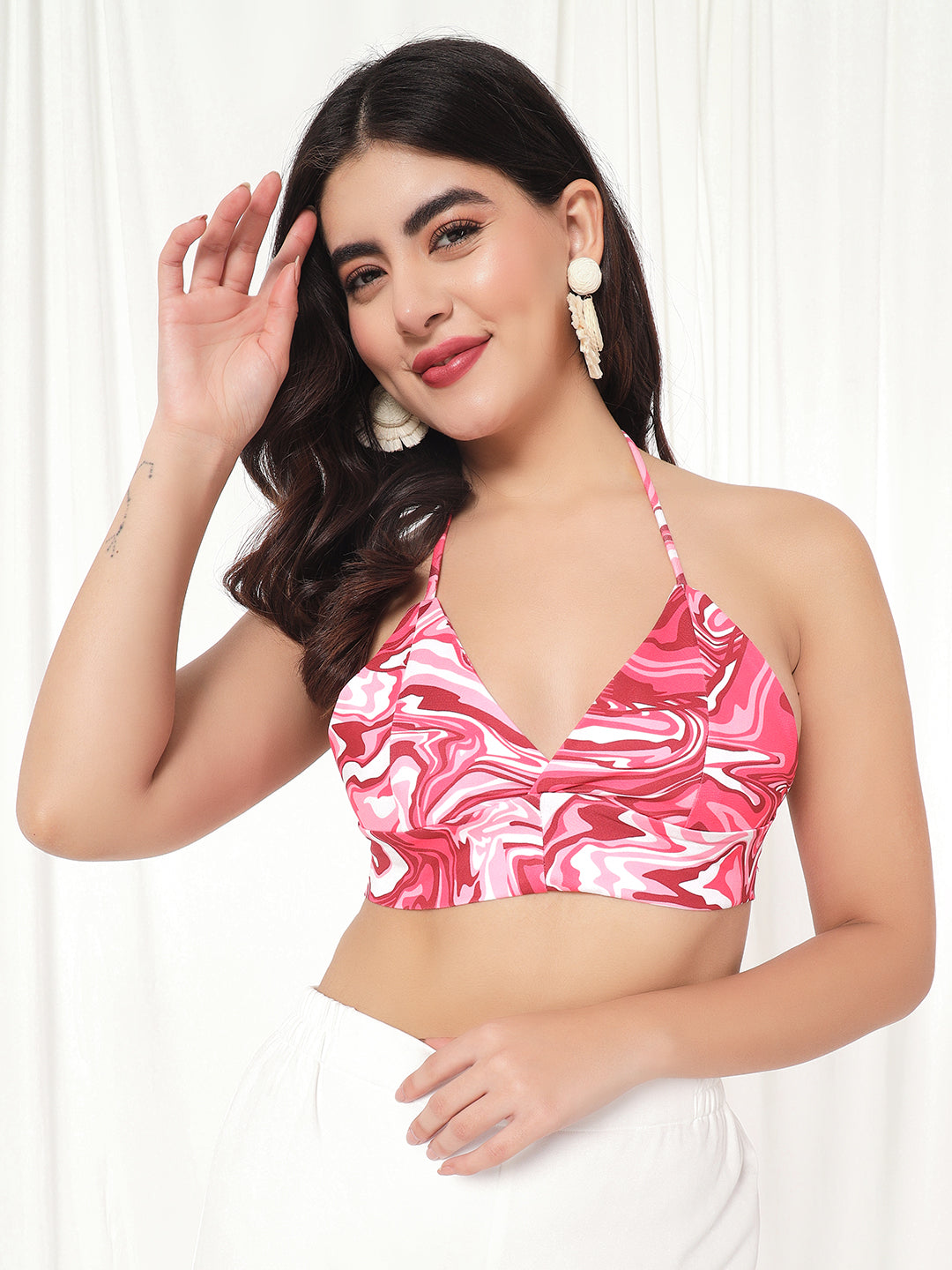 TANDUL  Casual Sleeveless Printed Women Pink Top