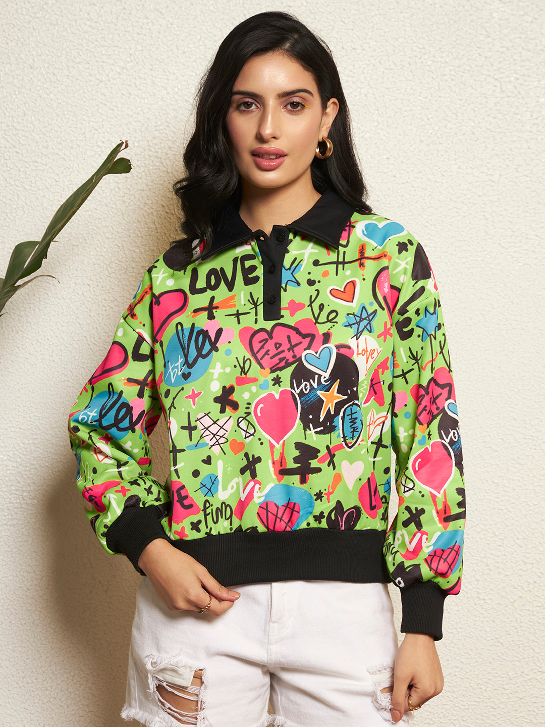 TANDUL Women Vibrant Green Sweatshirt