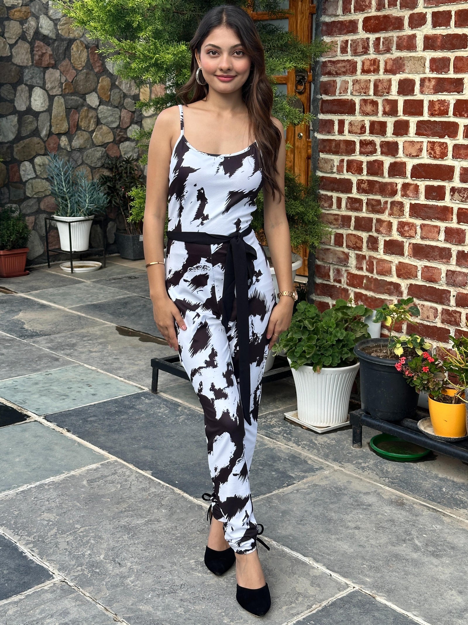 TANDUL Women Black and White Jumpsuit