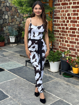 TANDUL Women Black and White Jumpsuit