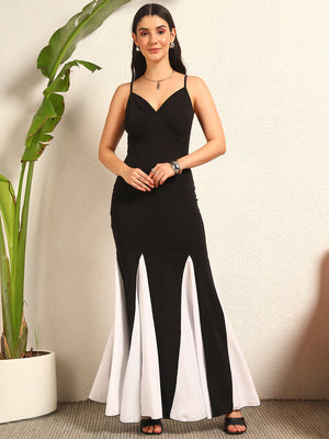TANDUL Women Stunning Black and White Dress