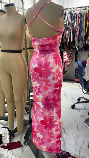 TANDUL Women Pretty Pink Cowl Neck Dress