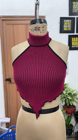 TANDUL Women Handkerchief Hem Backless Crop Top