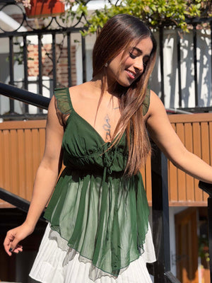 TANDUL Women Stunning Green Georgette Top