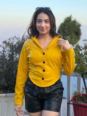 TANDUL Women Stunning Yellow Leather Jacket