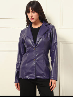 TANDUL Women Striking Purple Leather Blazer
