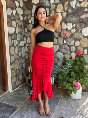 TANDUL Women Stunning Red Skirt