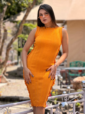TANDUL Women Stunning Orange Knitted Dress