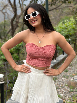TANDUL Women Stunning Pink Velvet Top