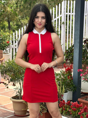 TANDUL Women Solid Red Polo Dress