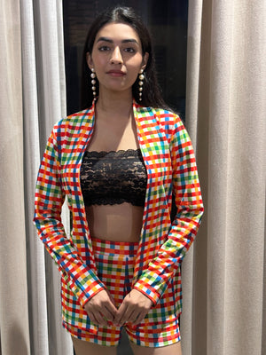 TANDUL Vibrant Multicolor Checkered Co-ord Set